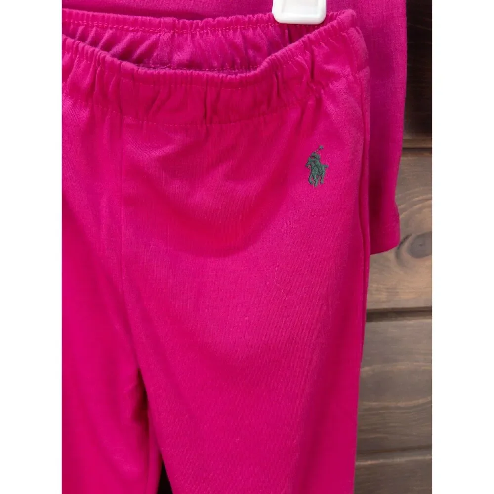 Polo Ralph Lauren Girls Jersey Sleep Set Preppy Pink 4T NWT Pajamas